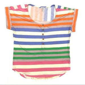 Splendid colorful multicolor scoop button blouse